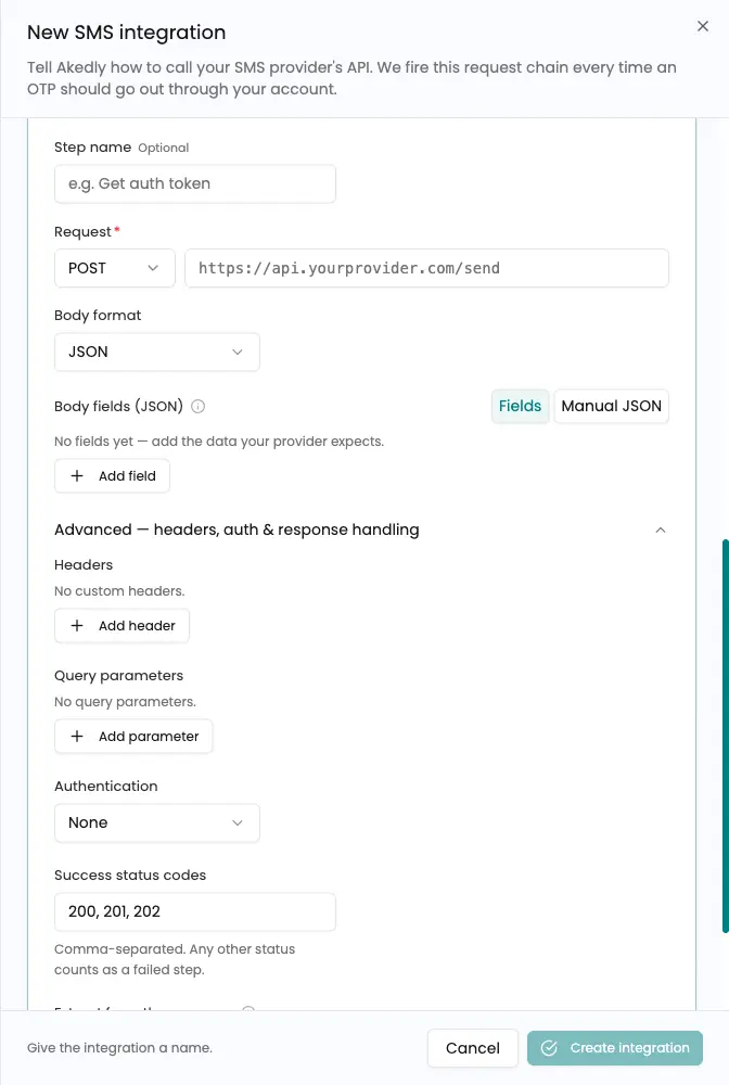 Advanced headers, query parameters, and response handling fields