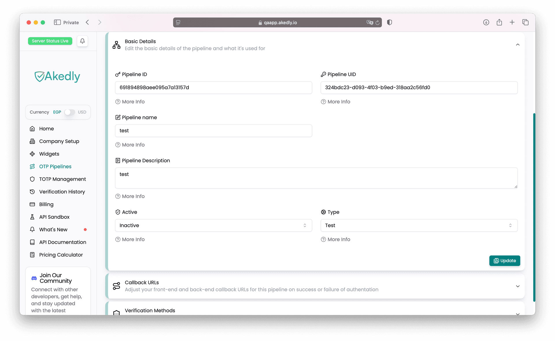Pipeline Basic Details configuration screen