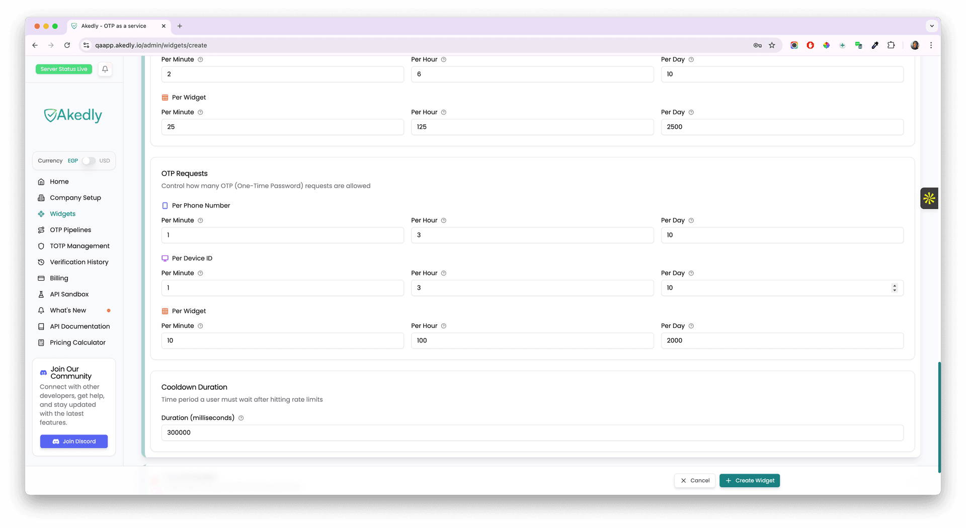 OTP Requests Rate Limiting